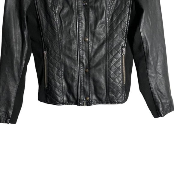 Warehouse One Women's Black Faux Leather Moto Jacket - Picture 3 of 10